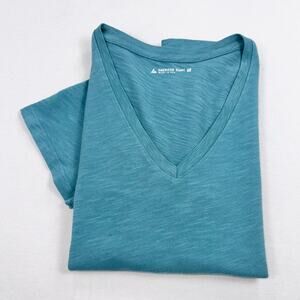 American Giant Premium Slub V-Neck Short Sleeve Tee Women's Medium Teal